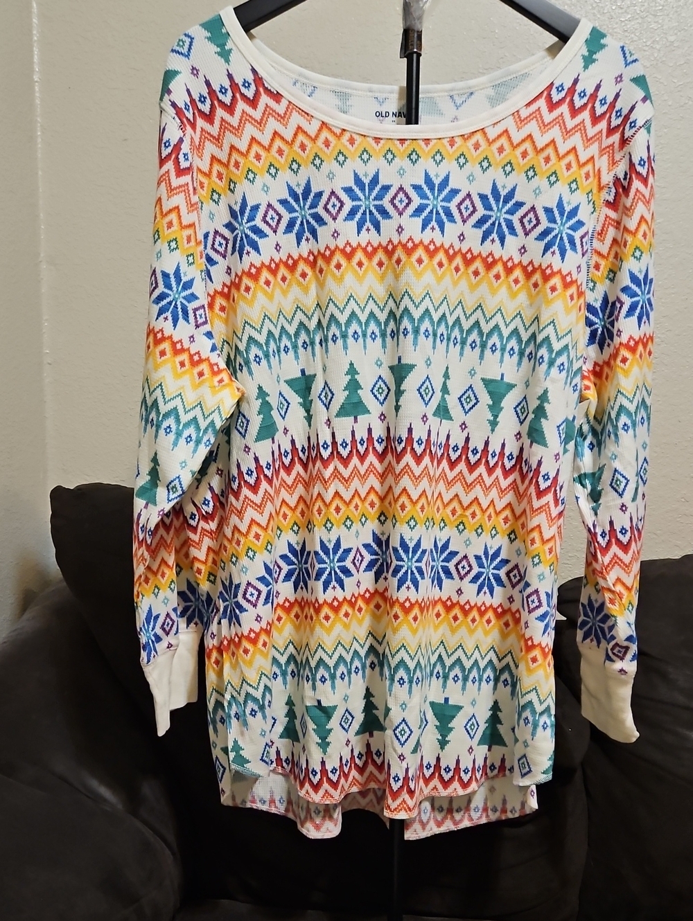 Old Navy White Multicolor Fair Isle Knit Tunic
